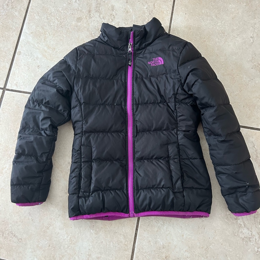 The North Face Black and Purple Puffer Jacket kids